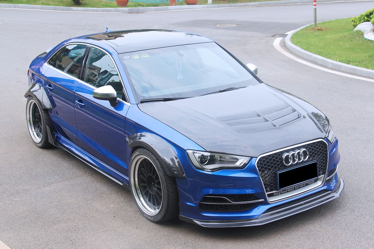 Carbonado 2013-2016 Audi 8V S3 A3 Sline Sedan BKSS Style Carbon Fiber Front Lip