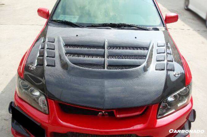 Capó de fibra de carbono estilo Mitsubishi Evo 7 8 9 VTX Carbonado 2003-2006