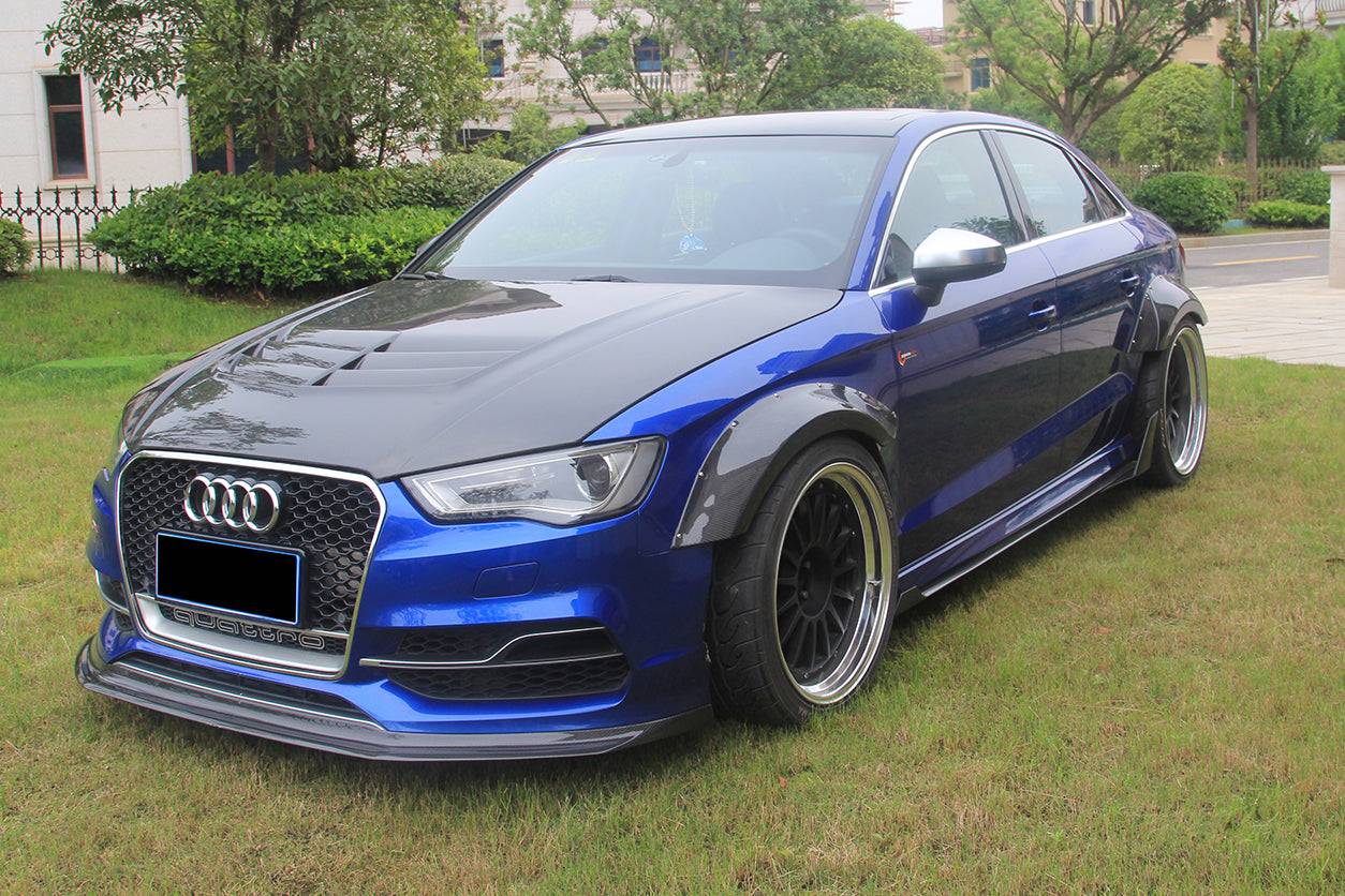 Carbonado 2013-2016 Audi 8V S3 A3 Sline Sedan BKSS Style Carbon Fiber Front Lip