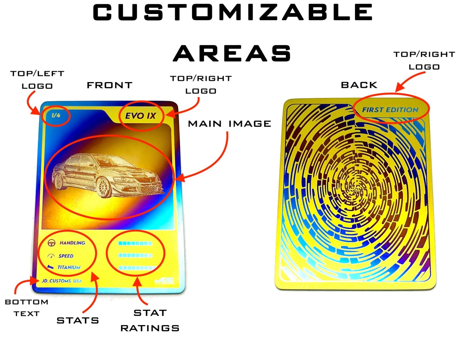 JDC Titanium Custom Trading Cards - Make Your Own Unique Titanium Trading Card! - JD Customs U.S.A