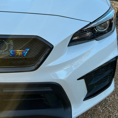 JDC Titanium "STI" Mesh Grill Badge (Universal) - JD Customs U.S.A