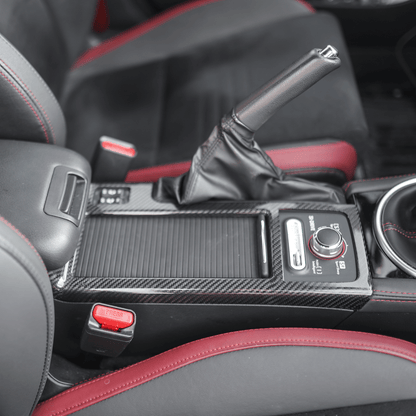 JDMuscle Tanso Dry Carbon Fiber Cup Holder Cover (15-21 Subaru STI)