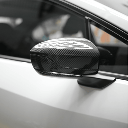 JDMuscle [22-25 WRX] Tanso Dry Carbon Fiber Side Mirror Lower Trim Covers w/ Gloss Finish