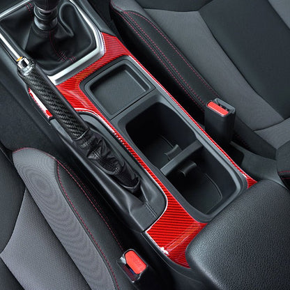 JDMuscle [22-25 WRX] P&S Series Carbon Fiber Cup Holder Trim Cover | Black Carbon Fiber/ Red Carbon Fiber
