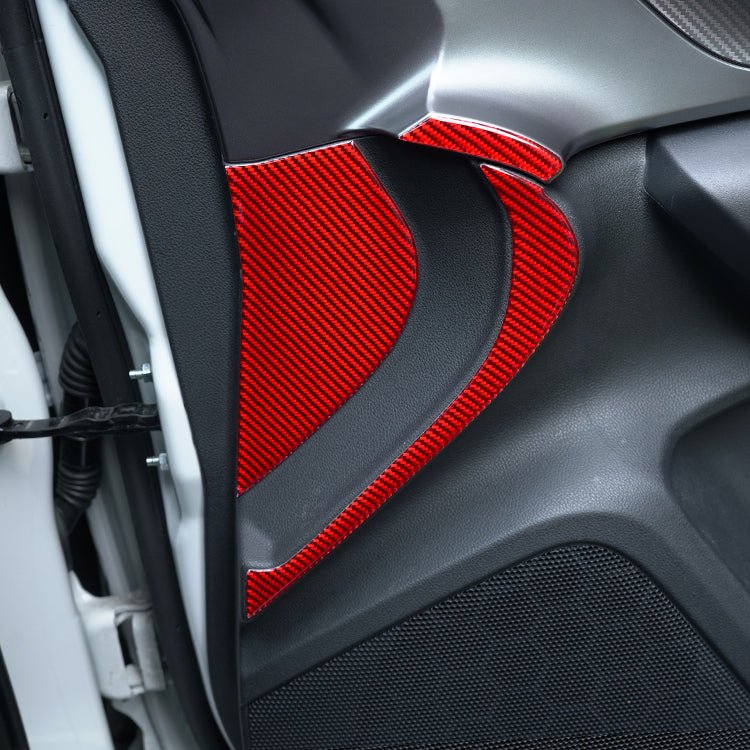 JDMuscle [22-25 WRX] P&S Series Carbon Fiber Interior Door Inner Panel Accent Covers 6 PC | Black Carbon Fiber/ Red Carbon Fiber