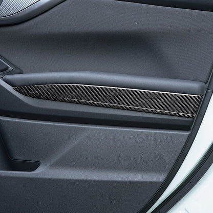 JDMuscle [22-25 WRX] P&S Series Carbon Fiber Interior Door Upper Panel Accent Covers 8 PC | Black Carbon Fiber/ Red Carbon Fiber
