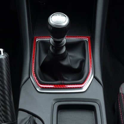 JDMuscle [Moldura de palanca de cambios MT de fibra de carbono para WRX 22-25 | Fibra de carbono negra/fibra de carbono roja]