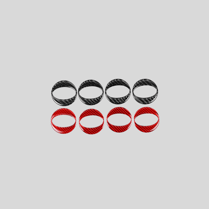 JDMuscle [22-25 WRX] P&S Series Carbon Fiber Wheel Center Cap Covers 4 PC | Black Carbon Fiber/ Red Carbon Fiber