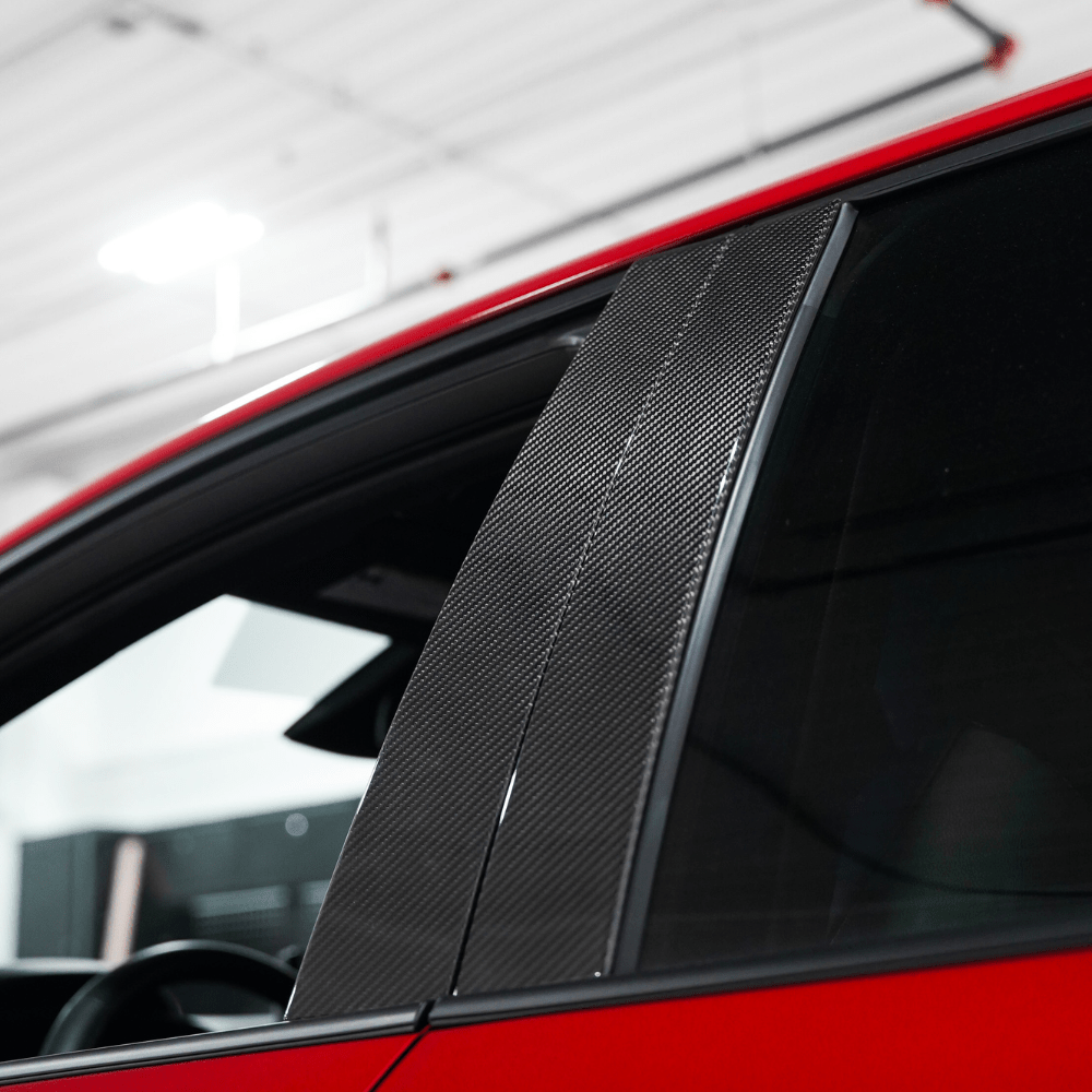 JDMuscle [23-24 Toyota GR Corolla] Carbon Fiber Exterior B-Pillar Covers (4PC)