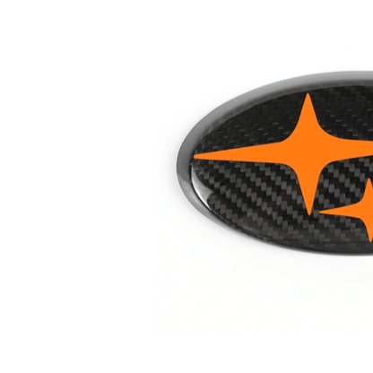 JDMuscle [WRX 22-25, WRX/STI 15-21, Crosstrek 18-23, Impreza 17-24] Emblemas de Subaru Tanso de fibra de carbono, delanteros y traseros, rojo/blanco/azul