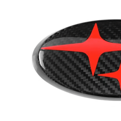 JDMuscle [WRX 22-25, WRX/STI 15-21, Crosstrek 18-23, Impreza 17-24] Emblemas de Subaru Tanso de fibra de carbono, delanteros y traseros, rojo/blanco/azul