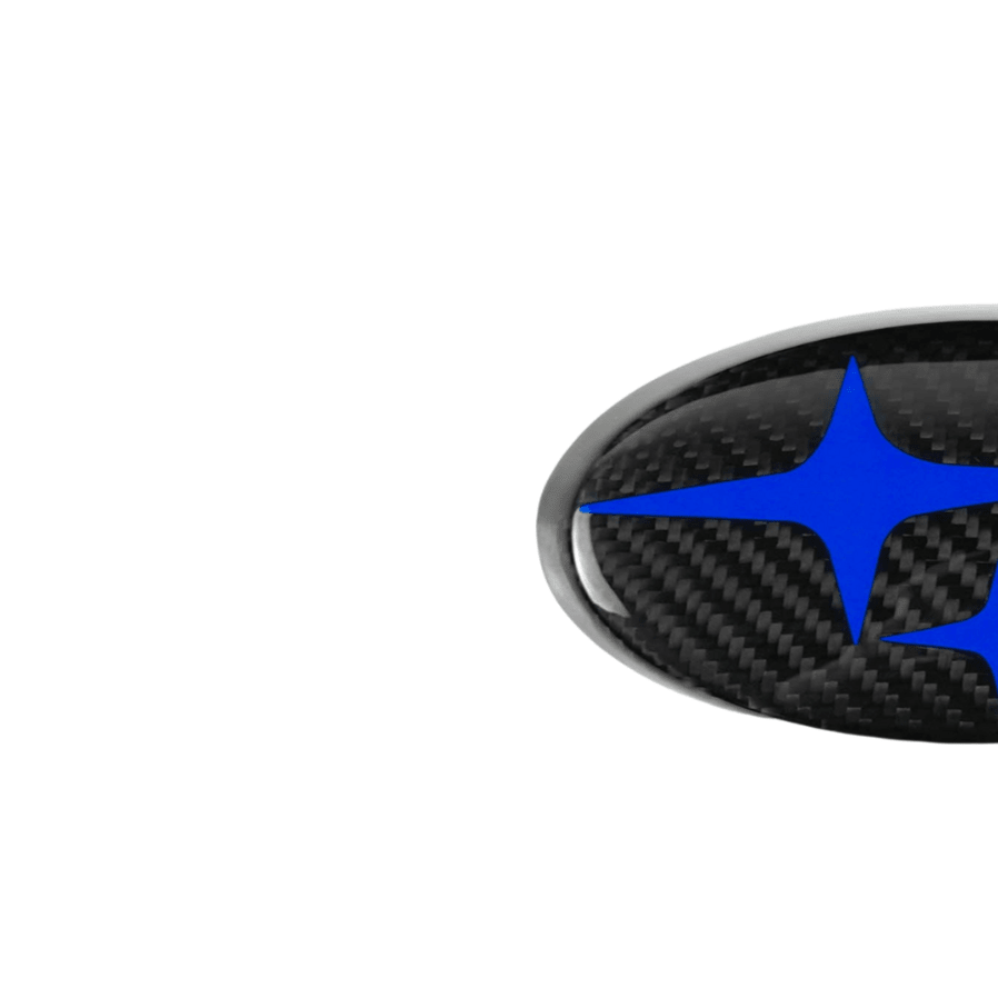 JDMuscle [WRX 22-25, WRX/STI 15-21, Crosstrek 18-23, Impreza 17-24] Emblemas de Subaru Tanso de fibra de carbono, delanteros y traseros, rojo/blanco/azul