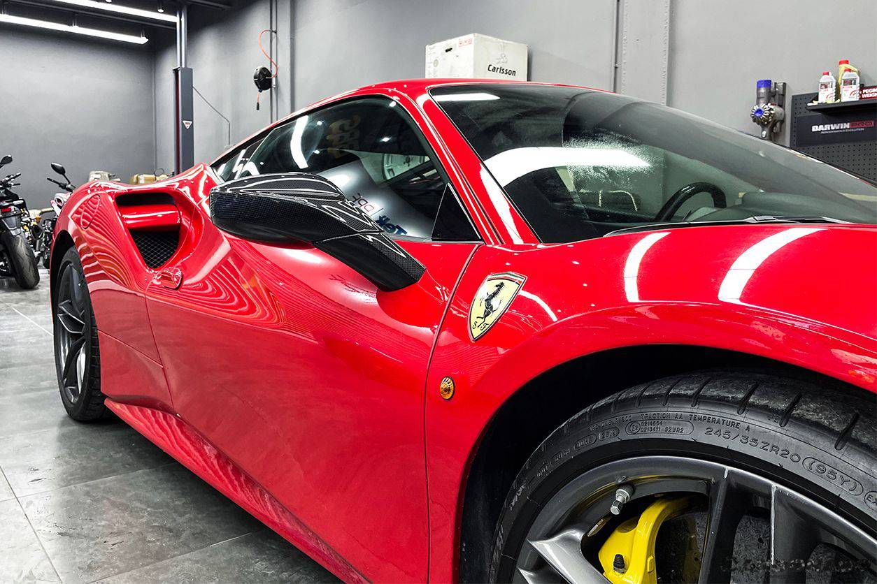 Reemplazo de espejo retrovisor de fibra de carbono estilo OE para Ferrari 488 GTB Spyder Carbonado 2015-2020