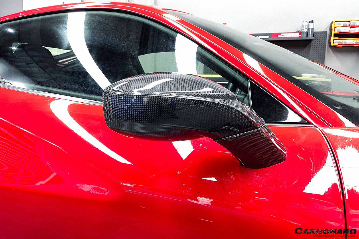 Reemplazo de espejo retrovisor de fibra de carbono estilo OE para Ferrari 488 GTB Spyder Carbonado 2015-2020