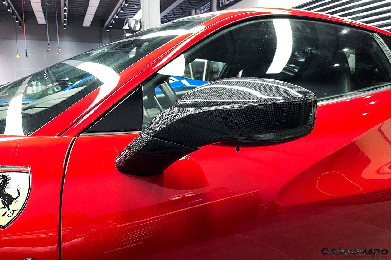 Reemplazo de espejo retrovisor de fibra de carbono estilo OE para Ferrari 488 GTB Spyder Carbonado 2015-2020