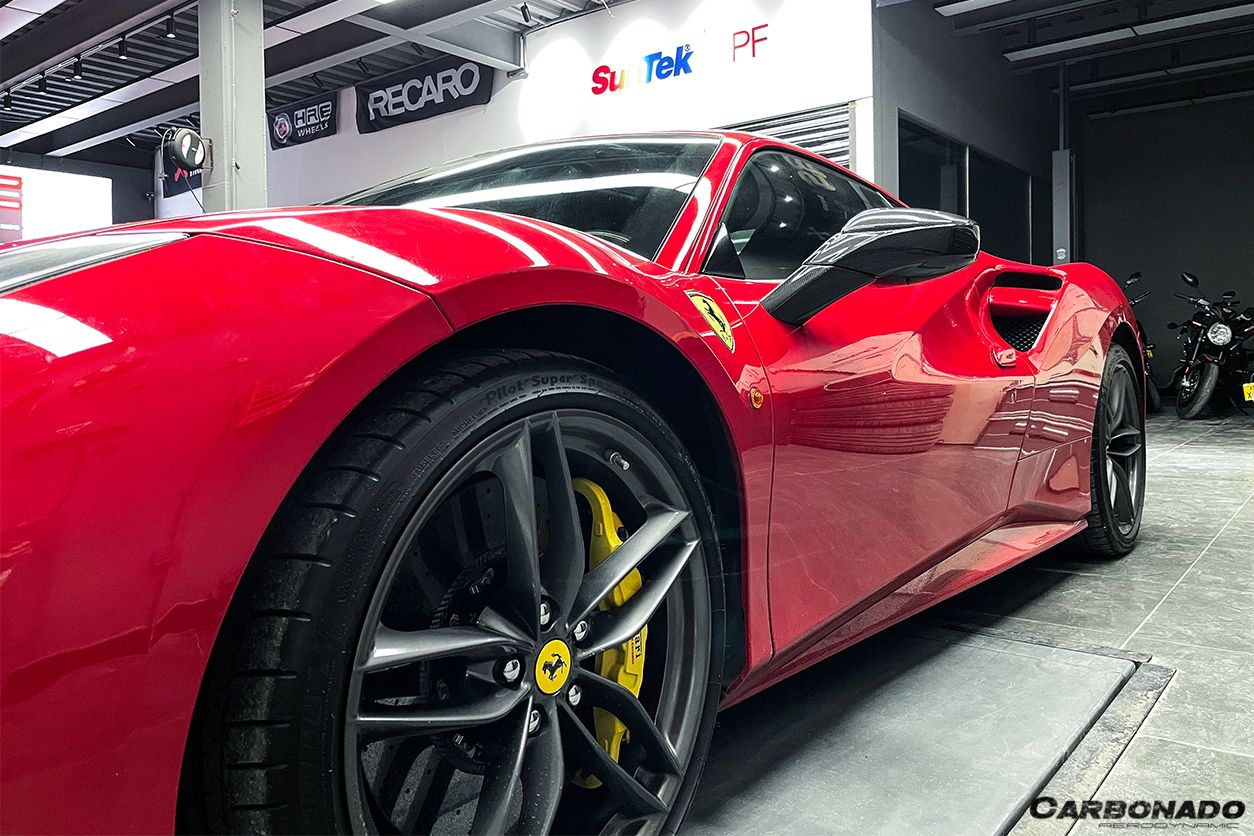 Reemplazo de espejo retrovisor de fibra de carbono estilo OE para Ferrari 488 GTB Spyder Carbonado 2015-2020