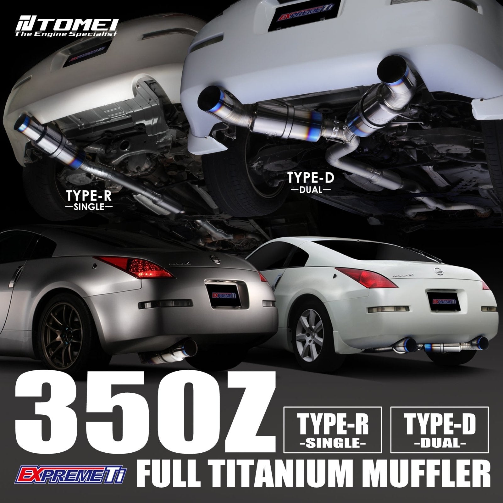 Tomei Titanium Dual Exit Cat - Back Exhaust System | 2003 - 2008 Nissan 350Z (TB6090 - NS04B) - 2