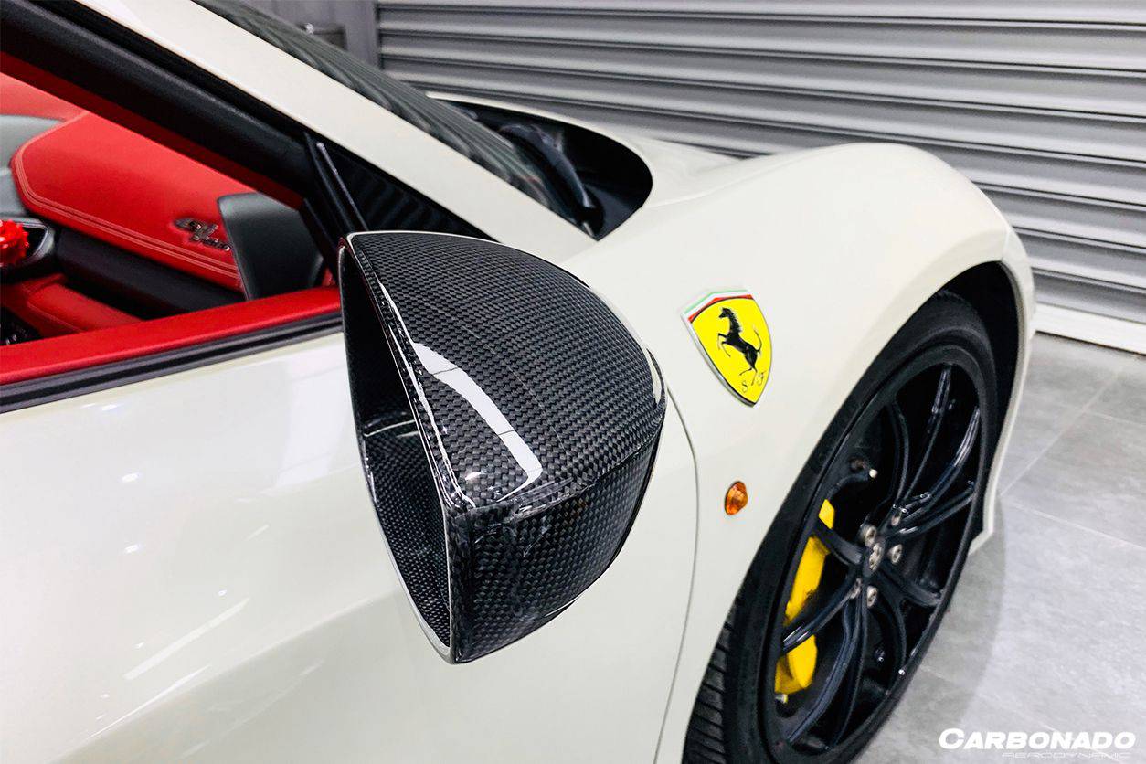 Carbonado 2010-2015 Ferrari 458 OE Style DRY Carbon Fiber Mirror Replacement | Coupe, Spider, Speciale