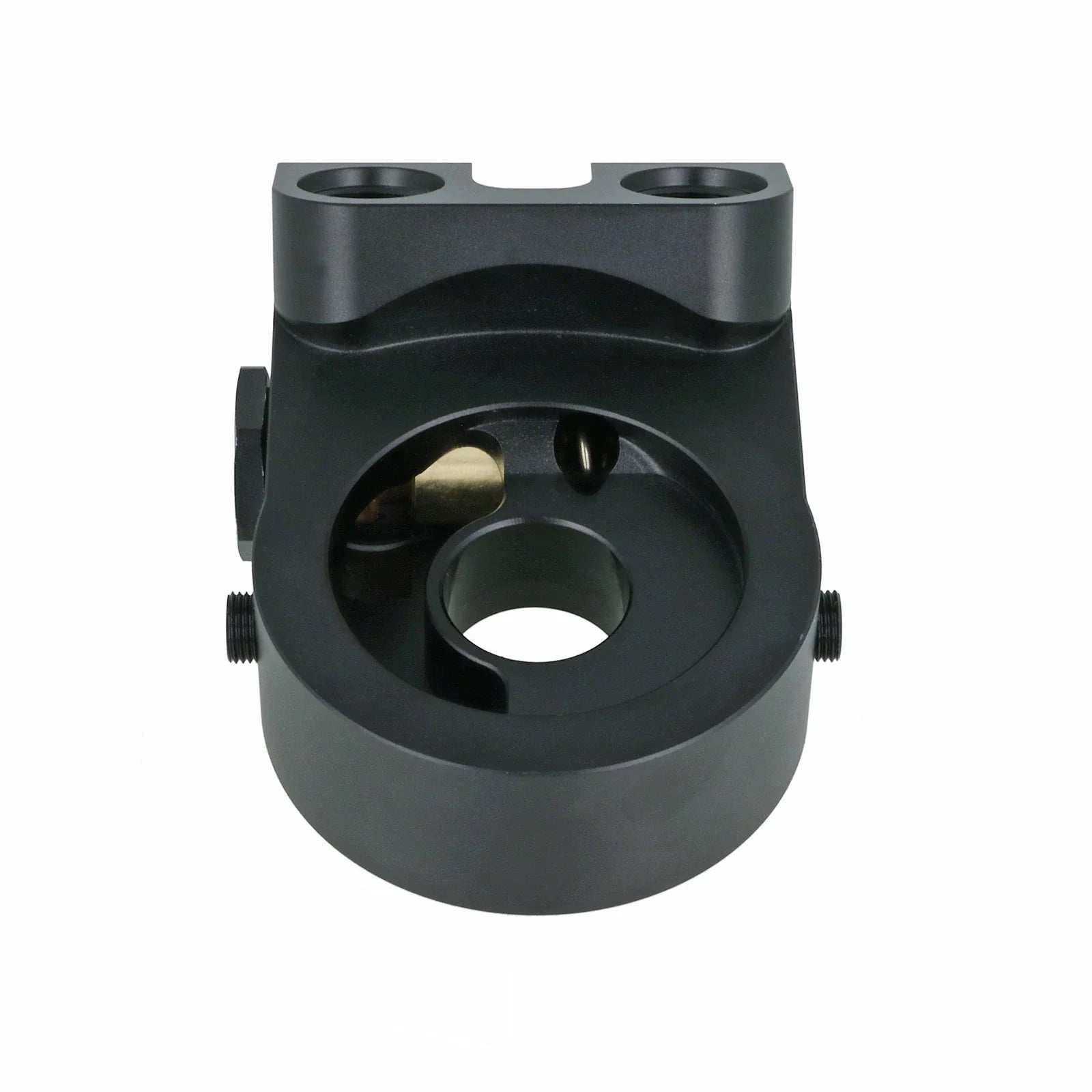 BOOST Products Billet Oil Filter Sandwich Plate Adapter  w/ Thermostat, black anodized (OF-M22-BM)