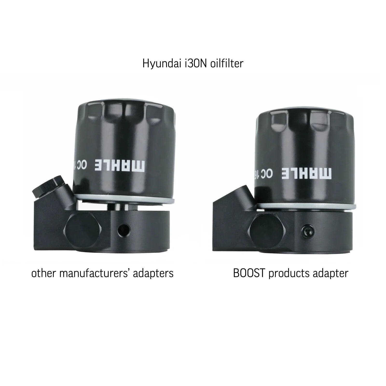 BOOST Products Billet Oil Filter Sandwich Plate Adapter  w/ Thermostat, black anodized (OF-M22-BM)