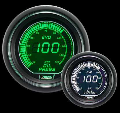 Prosport 2-1/16" Evo Electrical Green/White Oil Pressure Gauge-
