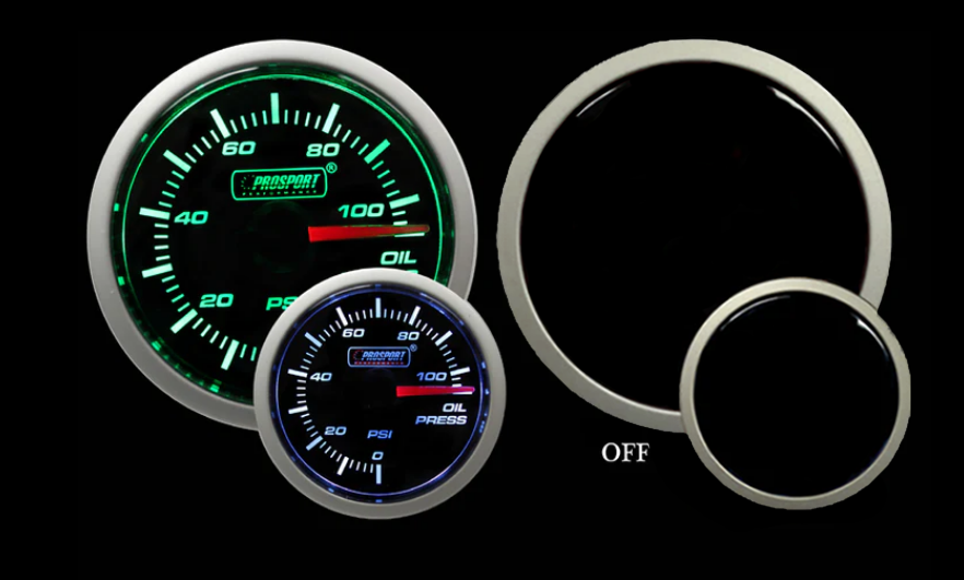 Prosport 2-1/16" Green/White Oil Pressure Gauge