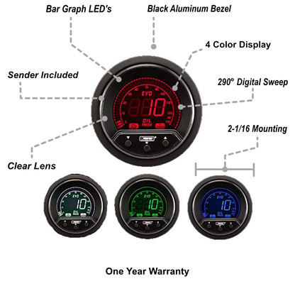 Prosport 2-1/16" Premium Evo Electrical Oil Pressure Gauge