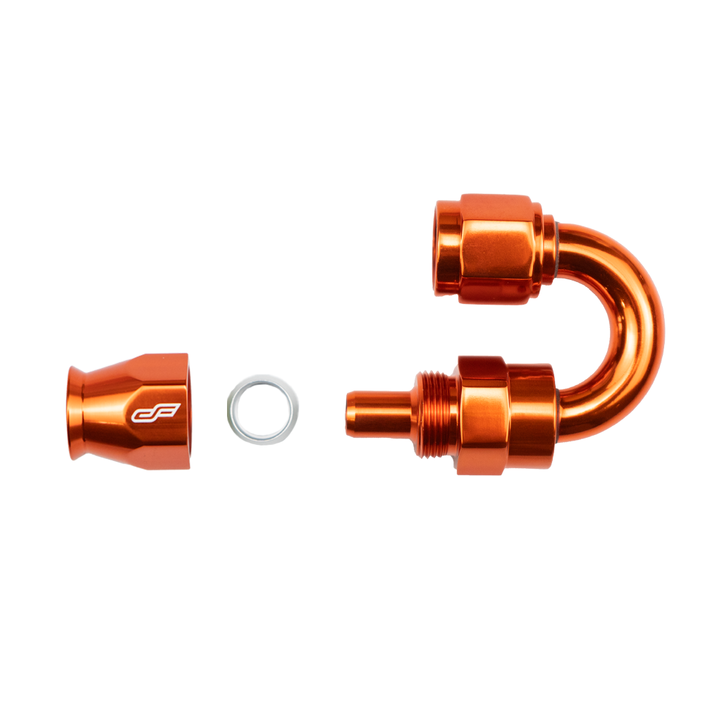-6 AN 180 Degree Female Aluminum Hose End (PTFE)