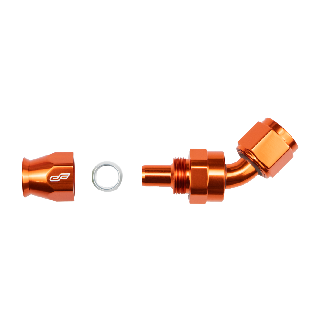 -8 AN 45 Degree Female Aluminum Hose End (PTFE)
