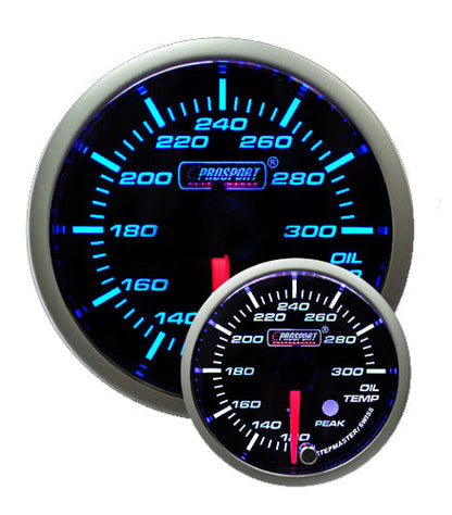 Prosport 2-1/16" Premium Blue/White Oil Temperature Gauge
