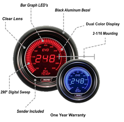 Prosport 2-1/16" Evo Electrical Oil Temperature Gauge