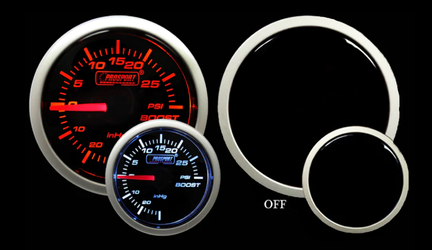 Prosport 2-1/16" Amber / White Mechanical Boost Gauge