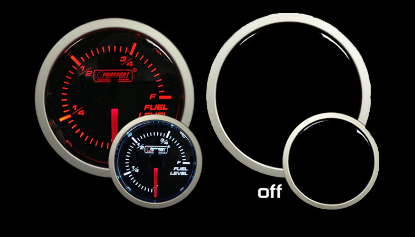 Indicador de nivel de combustible Prosport de 2-1/16" ámbar/blanco