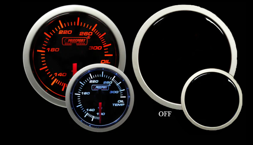 Prosport 2-1/16" Amber / White - Electric Oil Temperature Gauge