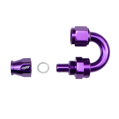 -6 AN 180 Degree Female Aluminum Hose End (PTFE)