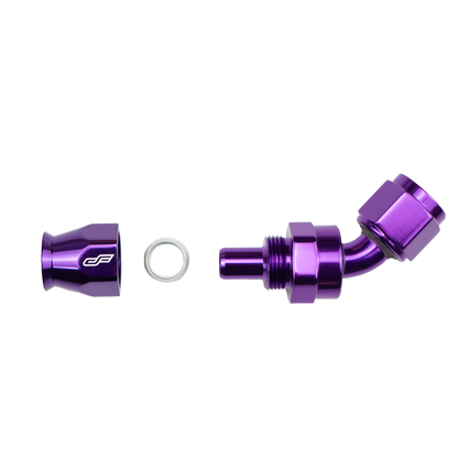 -6 AN 45 Degree Female Aluminum Hose End (PTFE)