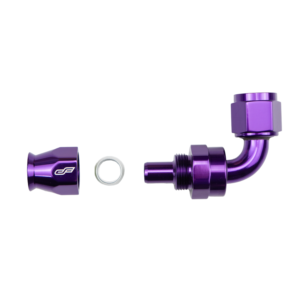 -8 AN 90 Degree Female Aluminum Hose End (PTFE)