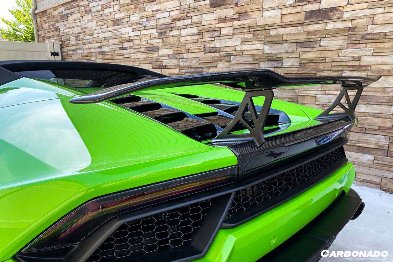 Carbonado 2015-2025 Lamborghini Huracan LP610  LP580  Evo  Tecnica VRS Style Carbon Fiber Trunk Spoiler with Base
