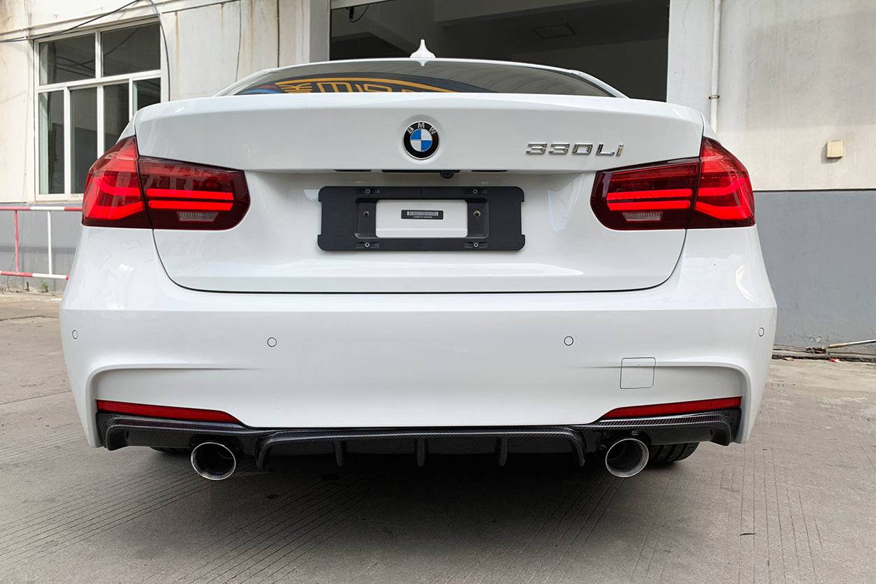 Carbonado 2013-2019 BMW 3 Series F30 F35 MP Style Carbon Fiber Dual Exhaust Rear Lip (For M-Tech Only)