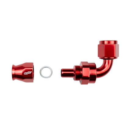 -8 AN 90 Degree Female Aluminum Hose End (PTFE)