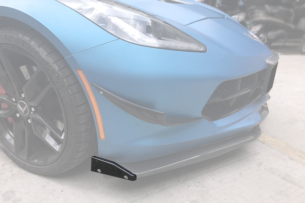 DarwinPRO 2013-2019 Corvette C7 Z51 Z06 Grandsport Carbon Fiber Front  Lip Winglets