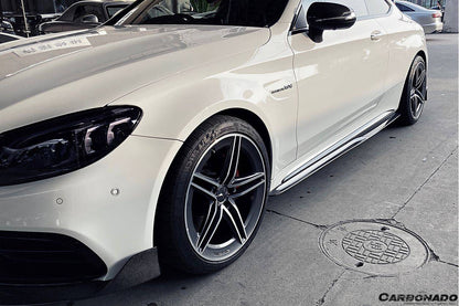 Faldones laterales de fibra de carbono para Mercedes Benz W205 C63 S AMG Coupé Carbonado 2015-2021, extensión de labio adicional