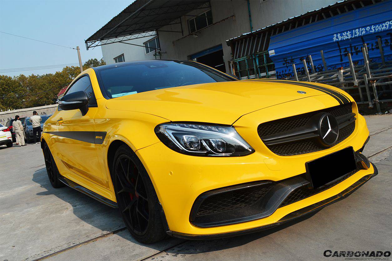 Borde delantero de fibra de carbono estilo BKSS para Mercedes Benz W205 C63 S AMG Coupé 2015-2021 Carbonado