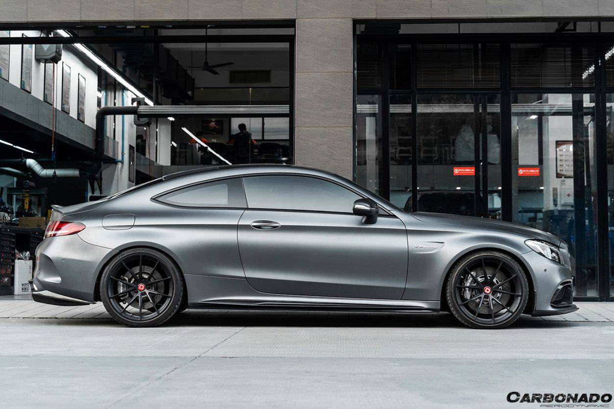 Faldones laterales de fibra de carbono para Mercedes Benz W205 C63 S AMG Coupé Carbonado 2015-2021, extensión de labio adicional