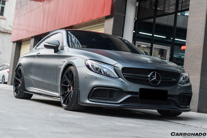 Faldones laterales de fibra de carbono para Mercedes Benz W205 C63 S AMG Coupé Carbonado 2015-2021, extensión de labio adicional