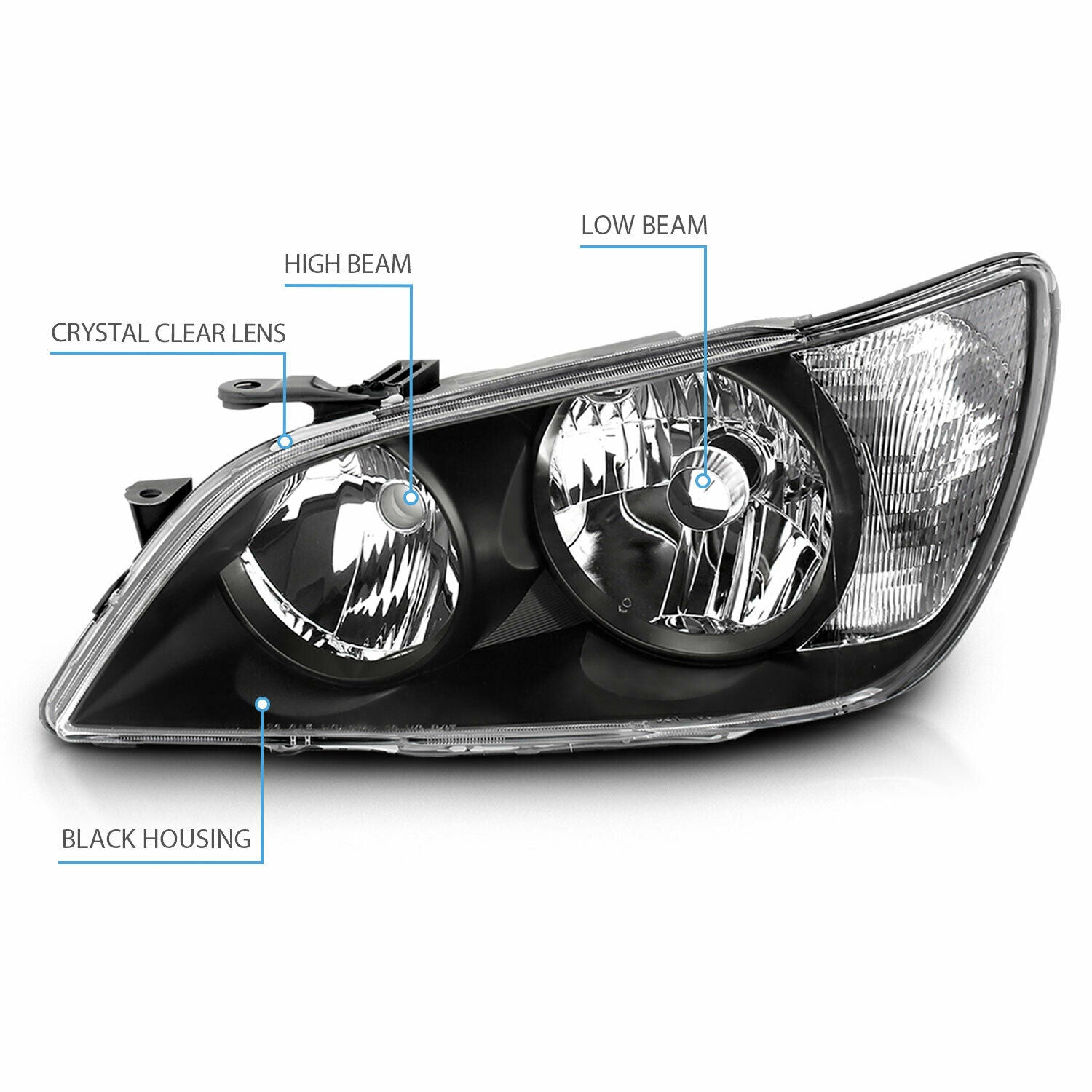 NTXGlow Black Housing Clear Marker Headlights (2001-2005 Lexus Is300) - 2