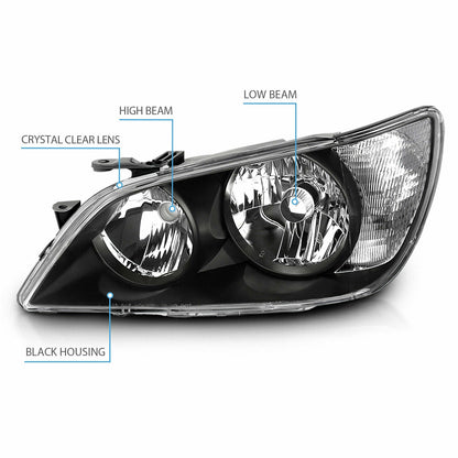 NTXGlow Black Housing Clear Marker Headlights (2001-2005 Lexus Is300) - 2
