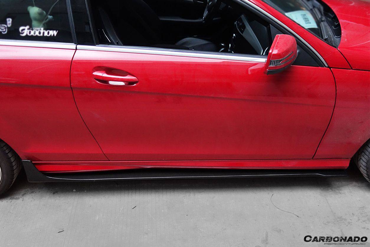 Faldones laterales estilo DP para Mercedes Benz W204 C63 AMG Clase C Coupé Carbonado 2012-2014