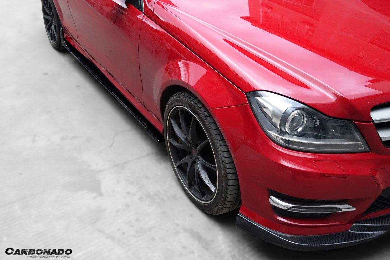 Faldones laterales estilo DP para Mercedes Benz W204 C63 AMG Clase C Coupé Carbonado 2012-2014
