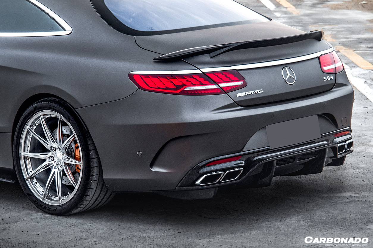 Carbonado 2014-2021 Mercedes Benz S63 S Class C217 Coupe RT Style Carbon Fiber Trunk Spoiler
